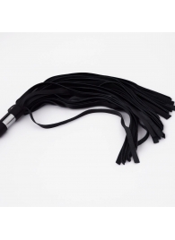 Черный кожаный флоггер со стальной ручкой - 45 см. - Crazy Handmade - купить с доставкой в Грозном