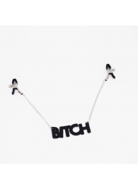 Зажимы на соски с кожаной подвеской Bitch - Crazy Handmade - купить с доставкой в Грозном