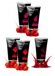 Набор из 5 съедобных лубрикантов JUJU (клубника х 2, малина х 2, вишня) - JuJu - купить с доставкой в Грозном