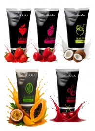 Набор из 5 съедобных лубрикантов JUJU (клубника, малина, тропические фрукты, вишня, кокос) - JuJu - купить с доставкой в Грозном