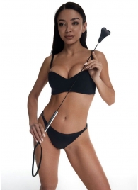 Стек с черным кожаным наконечником в виде сердца и металлической ручкой - 67 см. - Crazy Handmade - купить с доставкой в Грозном