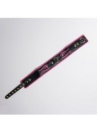 Черно-розовый ошейник с золотистой фурнитурой - Crazy Handmade - купить с доставкой в Грозном