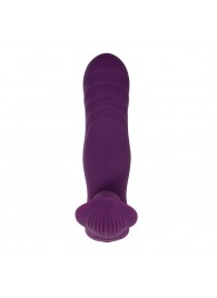 Фиолетовый ударный вибромассажер с клиторальным стимулятором - Gender X