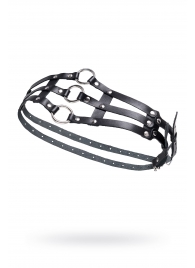 Черный кожаный пояс с кольцами - Pecado - купить с доставкой в Грозном