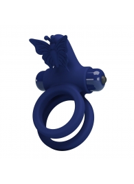Синее эрекционное кольцо с вибростимуляцией клитора - Baile - в Грозном купить с доставкой