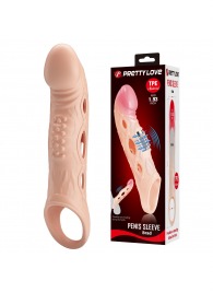 Телесная удлиняющая насадка с рельефом и вибрацией Brad - 21,3 см. - Baile - в Грозном купить с доставкой