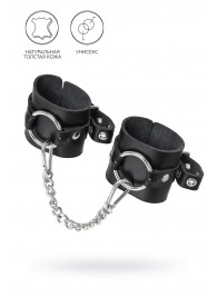 Черные наручники из толстой натуральной кожи с люверсами - Pecado - купить с доставкой в Грозном