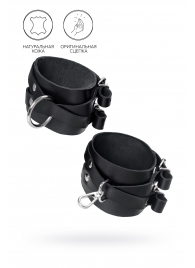 Черные кожаные оковы с двумя перекрёстными ремешками - Pecado - купить с доставкой в Грозном