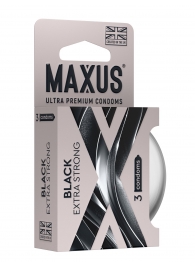 Черные утолщенные презервативы MAXUS Extra Strong с железным кейсом - 3 шт. - Maxus - купить с доставкой в Грозном