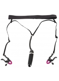 Женские вибростринги с зажимами для половых губ Spreader String with Vibrator - Orion - купить с доставкой в Грозном