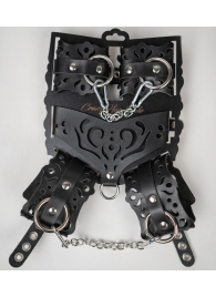 Черный ажурный кожаный набор фиксаций - Crazy Handmade - купить с доставкой в Грозном