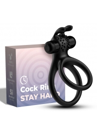 Черное эрекционное виброкольцо с подхватом мошонки Stay Hard - Boys of Toys - в Грозном купить с доставкой