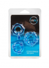 Набор из 3 синих эрекционных колец с различным рельефом - Erowoman-Eroman - в Грозном купить с доставкой
