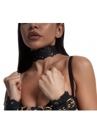 Черный ажурный чокер с золотистой фурнитурой - Crazy Handmade - купить с доставкой в Грозном