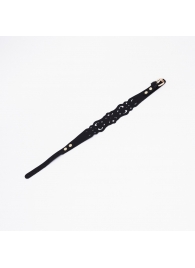 Черный ажурный чокер с золотистой фурнитурой - Crazy Handmade - купить с доставкой в Грозном