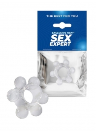 Прозрачное эрекционное кольцо с 6 стимулирующими шариками - Sex Expert - в Грозном купить с доставкой