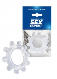 Прозрачное эрекционное кольцо со стимулирующими шариками - Sex Expert - в Грозном купить с доставкой