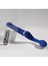 Синий безремневой страпон Multi Orgasm Bendable Strap-On size L с клиторальной стимуляцией - Strap-on-me - купить с доставкой в Грозном