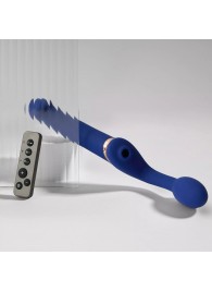 Синий безремневой страпон Multi Orgasm Bendable Strap-On size XL с клиторальной стимуляцией - Strap-on-me - купить с доставкой в Грозном