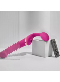 Ярко-розовый безремневой страпон Multi Orgasm Bendable Strap-On size L с клиторальной стимуляцией - Strap-on-me - купить с доставкой в Грозном