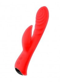Красный перезаряжаемый вибратор-кролик - 19,1 см. - Erokay