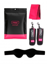 Черно-розовый эротический набор: маска, наручники и повязка - Erokay - купить с доставкой в Грозном