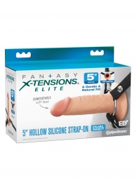 Телесный пустотелый фаллопротез 5’’ Hollow Silicone Strap-On - 14 см. - Pipedream - купить с доставкой в Грозном