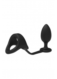 Черное эрекционное кольцо с анальной пробкой Cockstrap With Anal Plug - Dream Toys - в Грозном купить с доставкой
