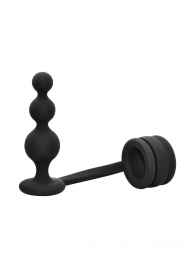 Черное эрекционное кольцо с анальной елочкой Cockring With Beaded Anal Plug - Dream Toys - в Грозном купить с доставкой