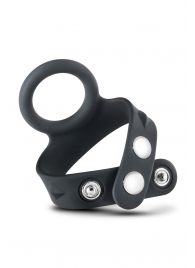 Черное эрекционное кольцо с подхватом мошонки на кнопках VS6 - Blush Novelties - в Грозном купить с доставкой