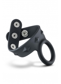 Черное эрекционное кольцо с подхватом мошонки на кнопках VS6 - Blush Novelties - в Грозном купить с доставкой
