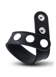 Черное эрекционное кольцо на кнопках - Blush Novelties - в Грозном купить с доставкой