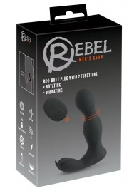 Черная анальная пробка с вибрацией, вращением и пультом ДУ RC Butt Plug with 2 Functions - Orion - в Грозном купить с доставкой