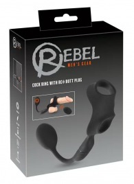 Черное виброкольцо с анальной пробкой Cock Ring with RC Butt Plug - Orion - в Грозном купить с доставкой