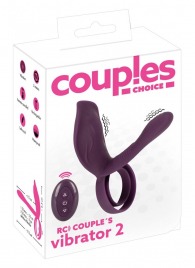 Фиолетовая насадка на член с клиторальным отростком и пультом ДУ RC Couple’s Vibrator 2 - Orion - в Грозном купить с доставкой