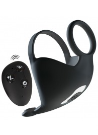 Черная вибронасадка для эрекции и стимуляции мошонки Cock ring with RC ball massager - Orion - в Грозном купить с доставкой