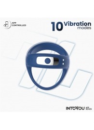 Синее интерактивное эрекционное виброкольцо Rank - Intoyou - в Грозном купить с доставкой