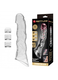 Прозрачный фаллоудлинитель с 3 вставками - 28 см. - Baile - в Грозном купить с доставкой