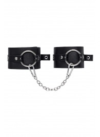 Черные оковы из толстой кожи с люверсами - Pecado - купить с доставкой в Грозном