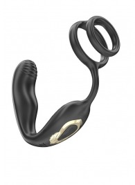 Черная анальная пробка с вращением и эрекционными кольцами - Ibiza - в Грозном купить с доставкой