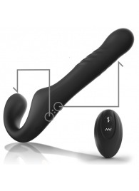 Черный безремневой страпон с вибрацией и возвратно-поступательными движениями - 24 см. - Ibiza - купить с доставкой в Грозном