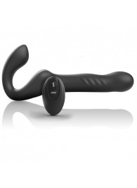 Черный безремневой страпон с вибрацией и возвратно-поступательными движениями - 24 см. - Ibiza - купить с доставкой в Грозном