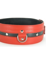 Черно-красный кожаный ошейник увеличенного размера - БДСМ Арсенал - купить с доставкой в Грозном