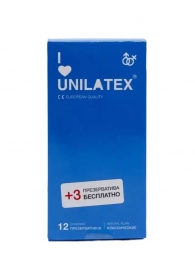Классические презервативы Unilatex Natural Plain - 12 шт. + 3 шт. в подарок - Unilatex - купить с доставкой в Грозном