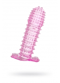 Гелевая розовая насадка с шипами - 12 см. - Toyfa Basic - в Грозном купить с доставкой