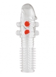 Гелевая прозрачная насадка с шариками и шипами - 14 см. - Toyfa Basic - в Грозном купить с доставкой