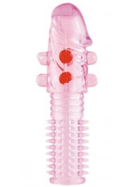 Гелевая розовая насадка с шариками и шипами - 14 см. - ToyFa - в Грозном купить с доставкой