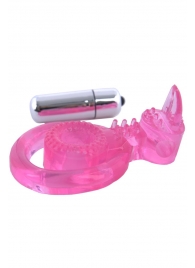 Розовая вибронасадка со стимулятор клитора   Язычок - Toyfa Basic - в Грозном купить с доставкой