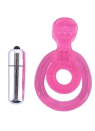 Розовая вибронасадка со стимулятор клитора   Язычок - Toyfa Basic - в Грозном купить с доставкой