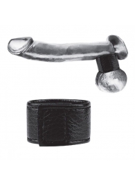 Чёрная утяжка на мошонку 1  Velcro Ball Stretcher - BlueLine - купить с доставкой в Грозном